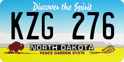 ND license plate KZG276
