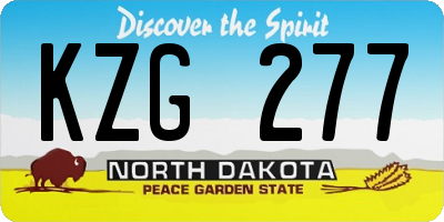 ND license plate KZG277