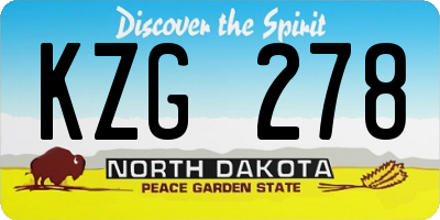 ND license plate KZG278