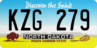 ND license plate KZG279