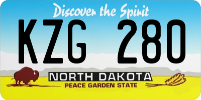 ND license plate KZG280