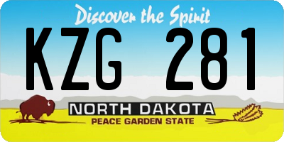ND license plate KZG281