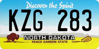 ND license plate KZG283