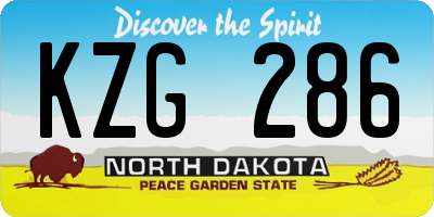 ND license plate KZG286