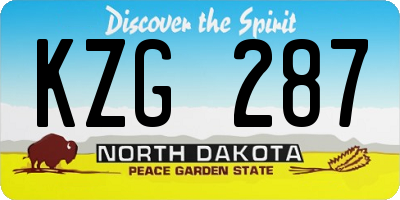 ND license plate KZG287