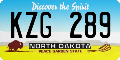 ND license plate KZG289