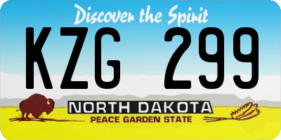 ND license plate KZG299