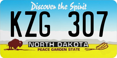 ND license plate KZG307
