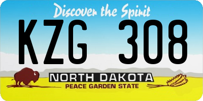 ND license plate KZG308