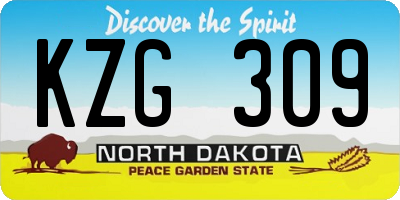 ND license plate KZG309