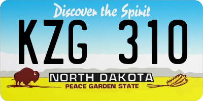 ND license plate KZG310