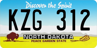 ND license plate KZG312