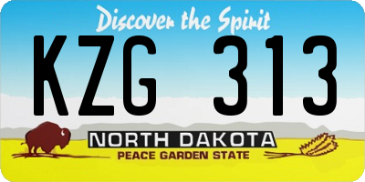 ND license plate KZG313