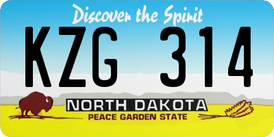 ND license plate KZG314