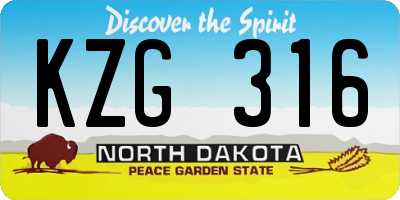 ND license plate KZG316