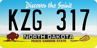 ND license plate KZG317