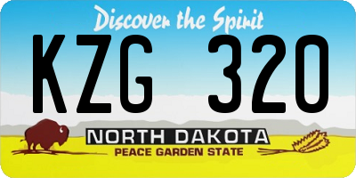 ND license plate KZG320