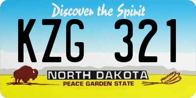 ND license plate KZG321