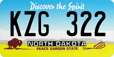 ND license plate KZG322