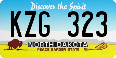 ND license plate KZG323