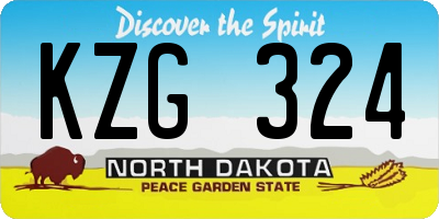 ND license plate KZG324