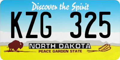 ND license plate KZG325