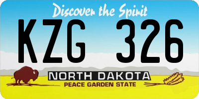 ND license plate KZG326