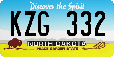 ND license plate KZG332