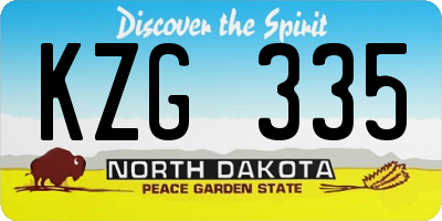 ND license plate KZG335