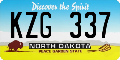 ND license plate KZG337