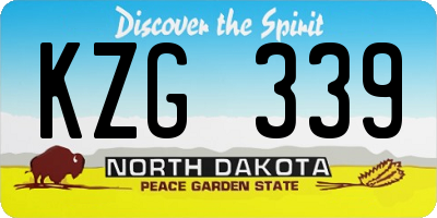 ND license plate KZG339