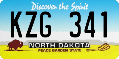 ND license plate KZG341