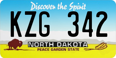 ND license plate KZG342