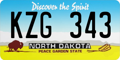 ND license plate KZG343