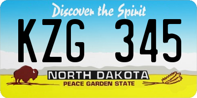ND license plate KZG345
