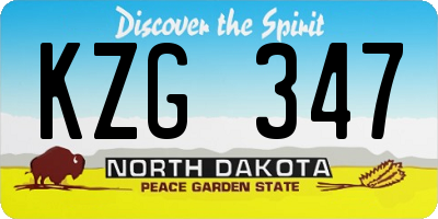 ND license plate KZG347