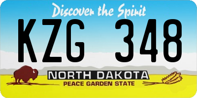 ND license plate KZG348