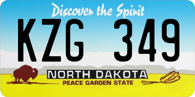 ND license plate KZG349