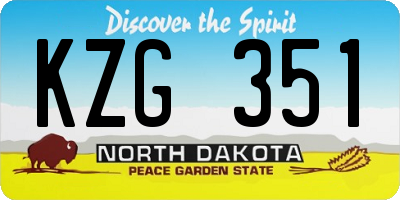 ND license plate KZG351