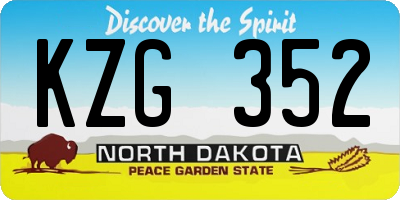 ND license plate KZG352