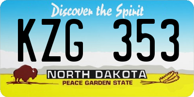 ND license plate KZG353