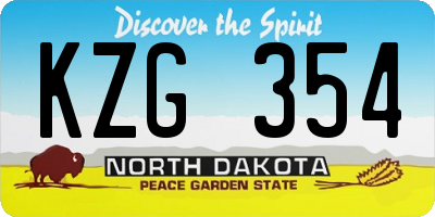 ND license plate KZG354