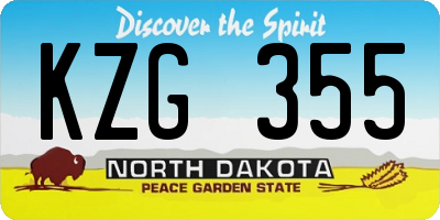 ND license plate KZG355