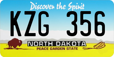 ND license plate KZG356