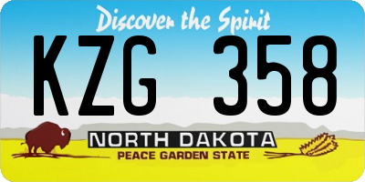ND license plate KZG358