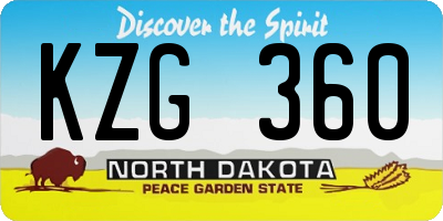 ND license plate KZG360