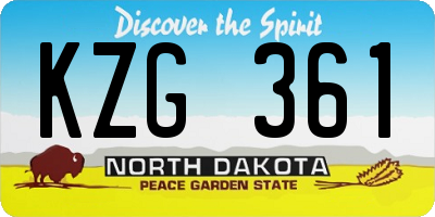 ND license plate KZG361