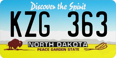 ND license plate KZG363