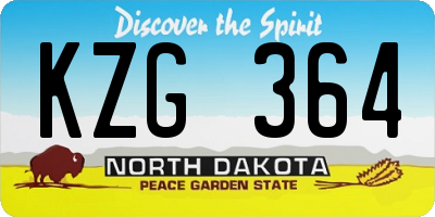 ND license plate KZG364