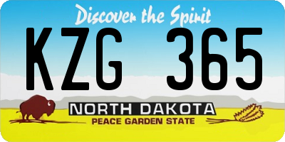 ND license plate KZG365